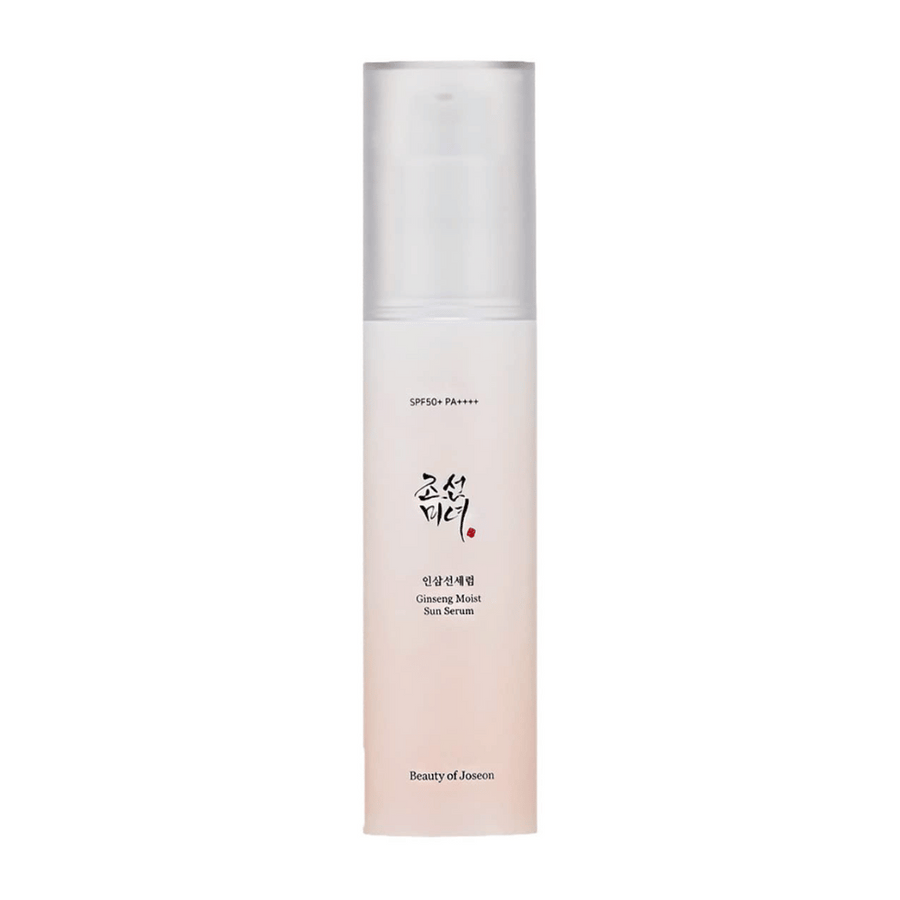 Koreanska hudvårdsfördelar möter SPF 50+ PA++++ i Beauty of Joseon Ginseng Moist Sun Serum.