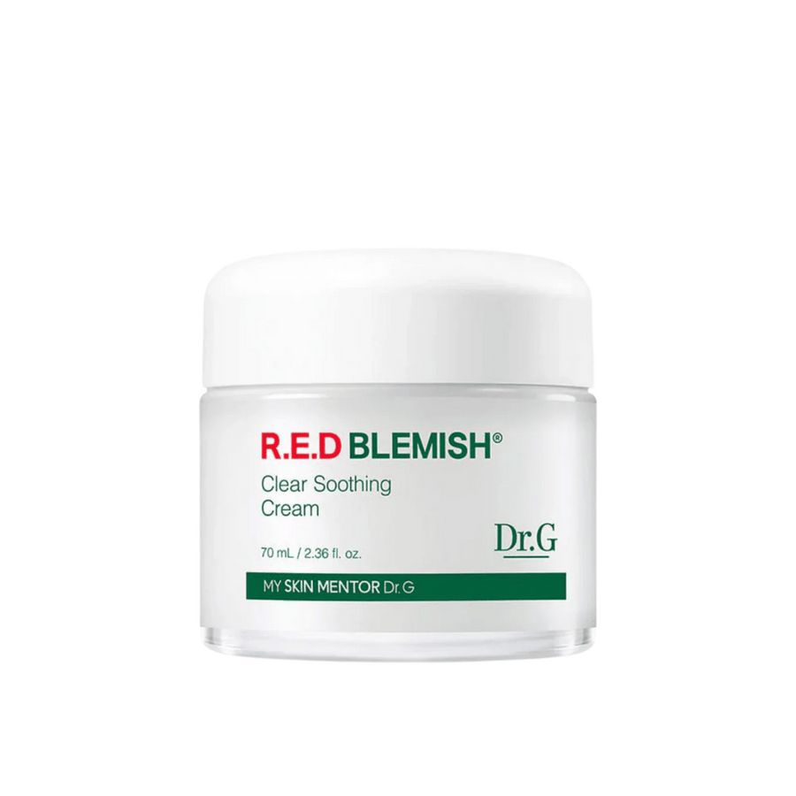 Dr.G R.E.D Blemish Clear Soothing Cream är en mild och återfuktande kräm som lindrar rodnad och irritation. Formulan innehåller Centella Asiatica och hyaluronsyra för att stärka hudens barriär och återställa balansen. Passar perfekt för känslig och aknebenägen hud.