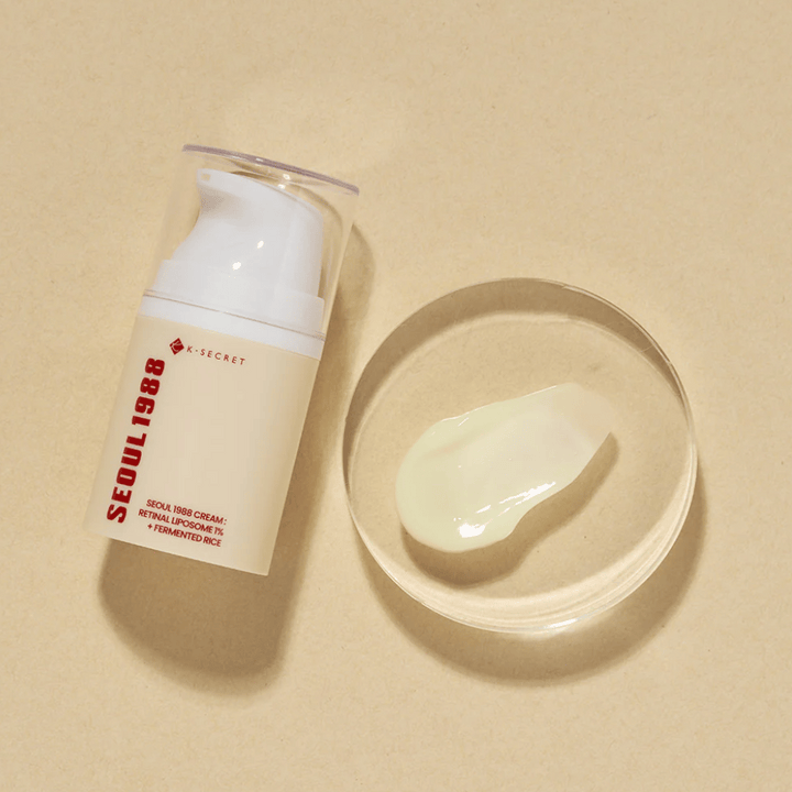 Produktbild där man ser innehållet för SEOUL 1988 Cream : Retinal Liposome 1% + Fermented Rice 50ml