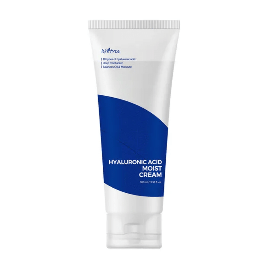 En tub Isntree Hyaluronic Acid Moist Cream 100ml för återfuktning.